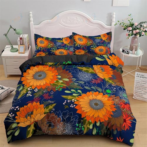 Sunflower Duvet Cover Yellow Flower Bedding Set Single King Microfiber Farmhouse Green Leaves Floral Quilt Cover With Pillowcase