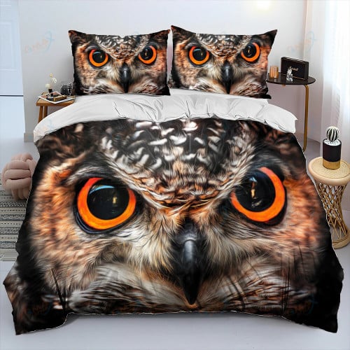 Cute Owl 3D Birds Cartoon Comforter Bedding Set,Duvet Cover Bed Set