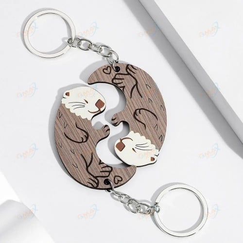 2Piece Cute Otters Keychain