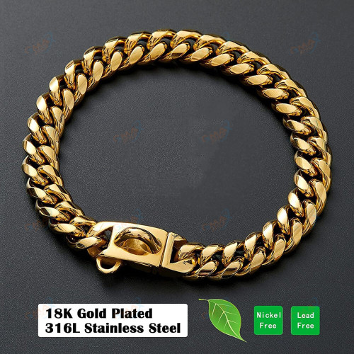Heavy Duty Strong Metal Dog Cuban Chain Collar For Large Dogs Pitbull Bulldog Silver Gold Show Collar
