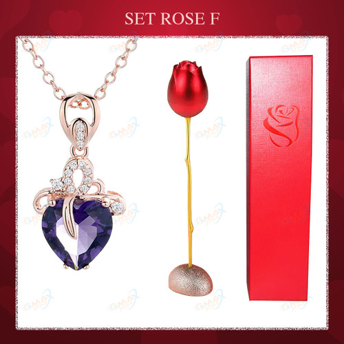 Valentine Heart Necklace in Surprised Rose Box