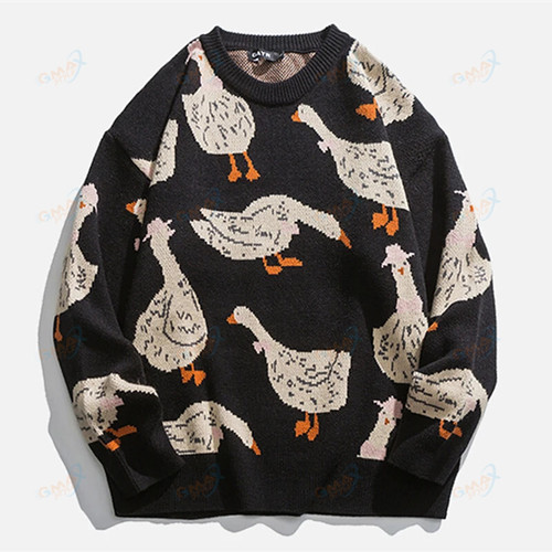 Ins American Hip Hop Duck Jacquard High Street Sweater