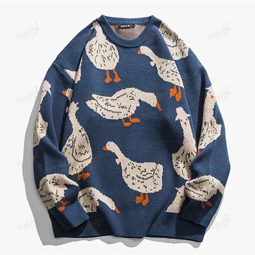 Mens Original Cute Duck Embroidery High Street Sweater