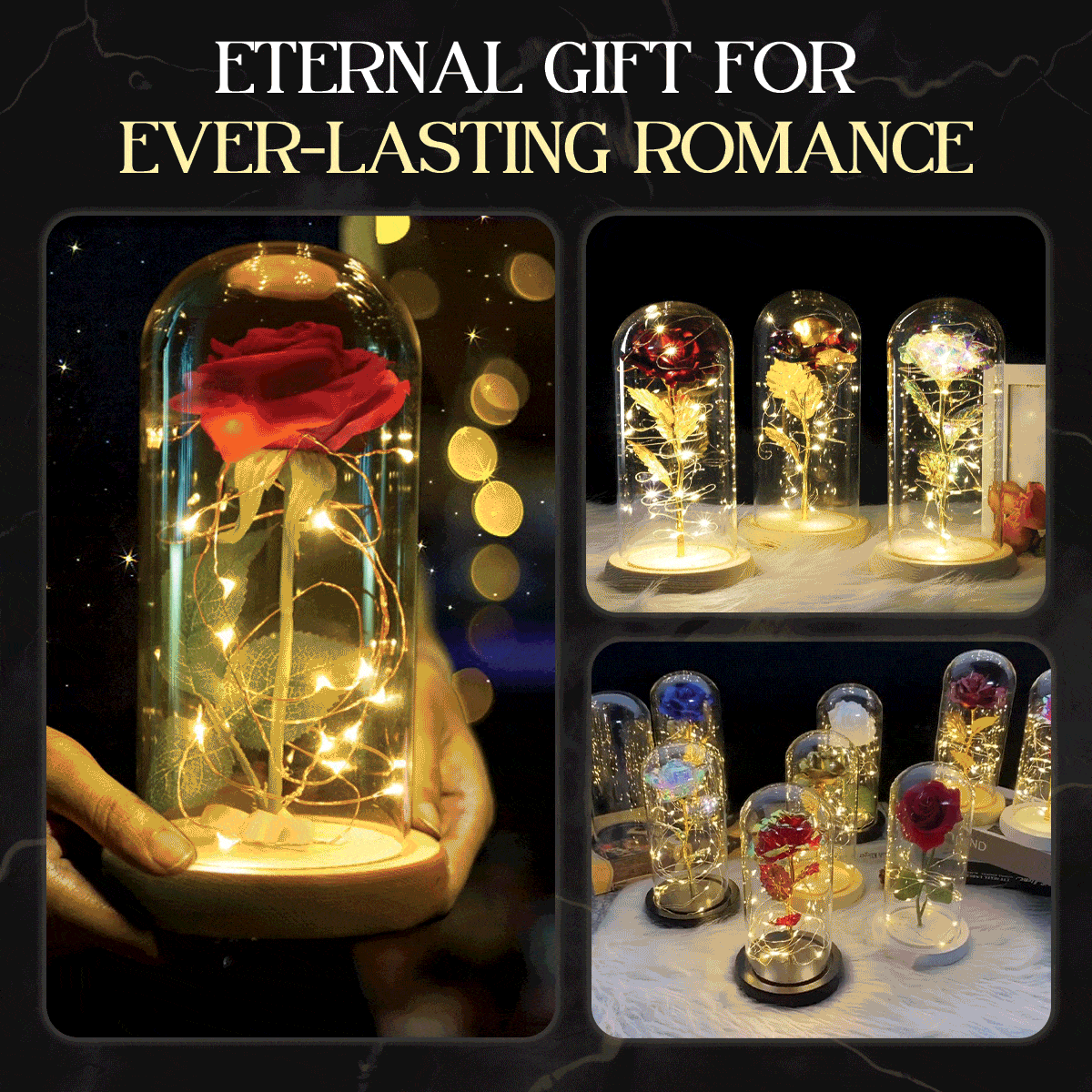 LED Light Artificial Crystal Galaxy Rose Flowers Valentine Gift for Girls