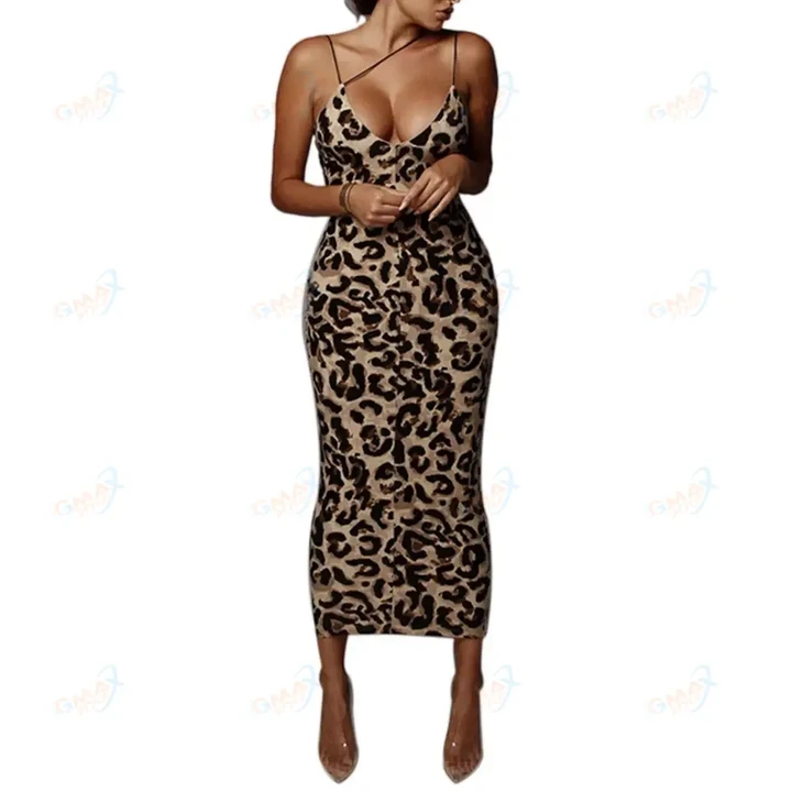 Women's Leopard Snake Print Dress Fashion Ladies Long Maxi Dress Party Bodycon Occasion Dresses Evening Sundress