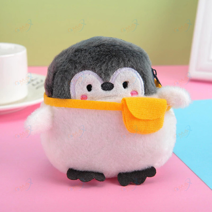 Penguin Coin Purse Cute Plush Soft Mini Wallet Girls Boys Lipstick Bag Data Line Bag Cartoon Neutral Animal Keychain Bag