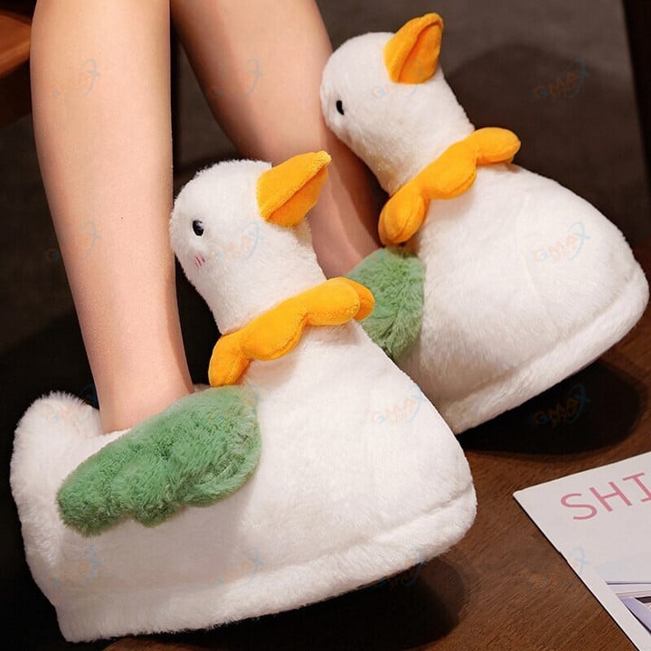 Duck Slippers Warm Winter Slides Soft Plush Doll Indoor Cute Animal Bedroom Shoes For Man Woman Home Use