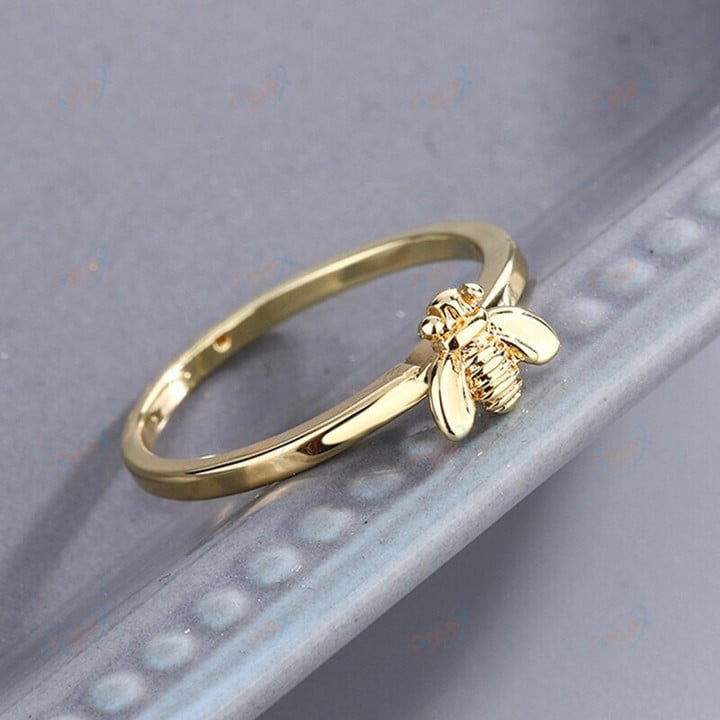 Silver Golden Bee Closed Mouth Ring Women Personality Creative Design For Party Holiday Hand Jewelry Gift