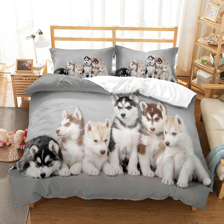 Lovely Dogs Animal 3D Bedding Sets Cute Husky Duvet Quilt Cover Set Kids Comforter Bed Linen Pillowcase Pets Dog