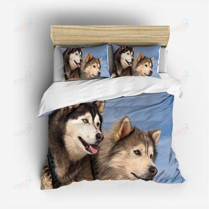 Single Double Bed Cover With 3D Dog Husky Animal Pattern Duvet Cover Set For Youth Quilt Cover Pillowcase Beddings Twin Queen
