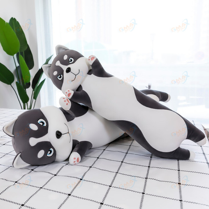 Animal Dog Long Pillow Stuffed Husky Plush Toys Soft Sleeping Cushion Doll Children Kids Baby Girls Cartoon Gifts