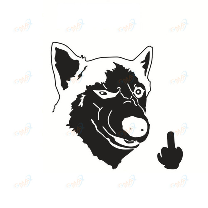 Funny Cool Serious Husky Dog Flipping Finger Car Truck SUV Laptop Sticker Decal car sticker