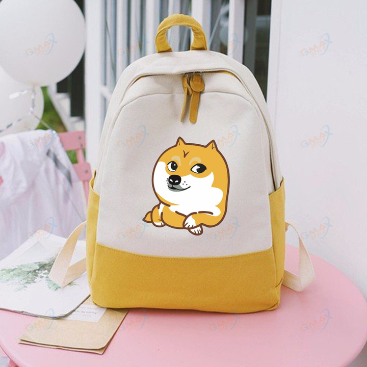 Child Cute Dog Shiba Inu Corgi Printing Backpack Kids Children's Student Canvas Schoolbag