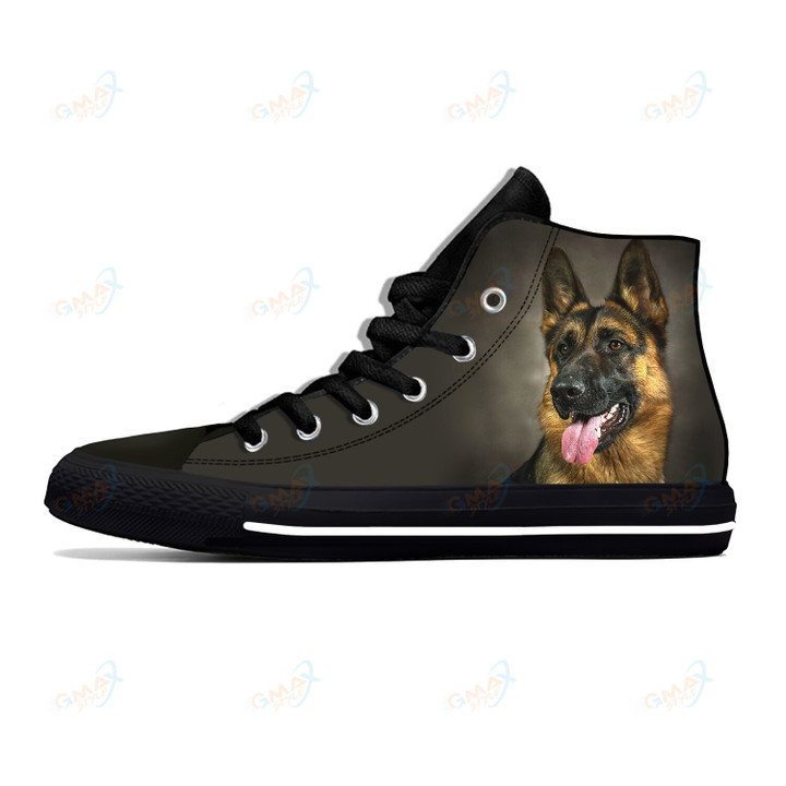 Anime Cartoon German Shepherd Dog Animal Fashion Casual Cloth Shoes High Top Lightweight Breathable 3D Print Men Women Sneakers
