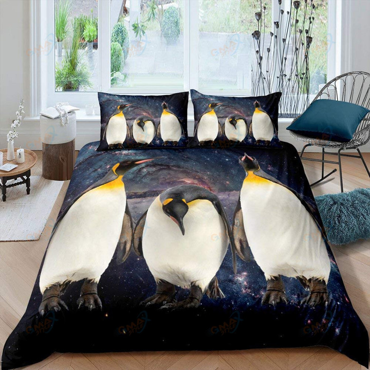 Penguin Duvet Cover Set Antarctic Animals Bedding Set for Kids Boys Girls King Size Winter Theme Comforter Cover Bedding Set