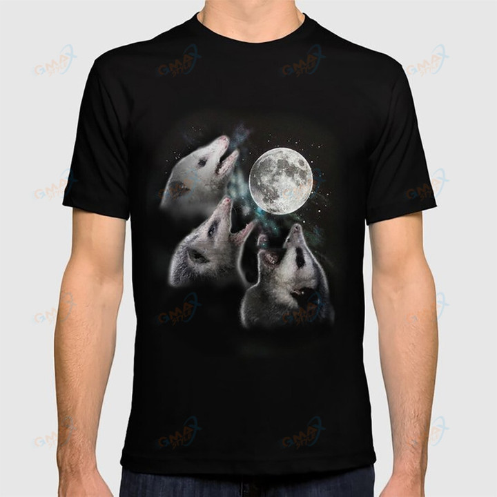 New 3 Opossum Moon T Shirt Humor Opossums Moon Possum Triple Moon Hiss Scream