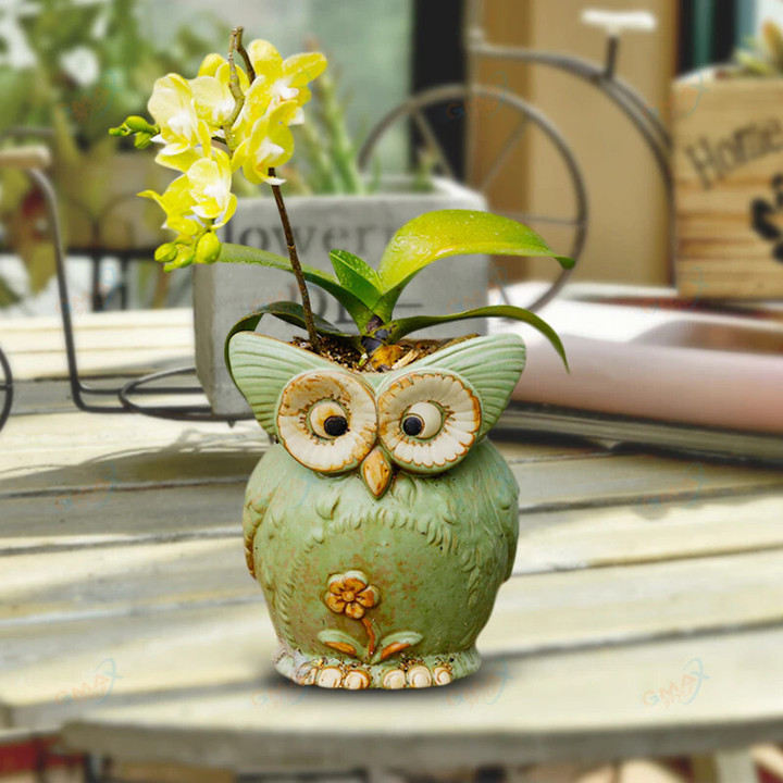 1Pcs Succulent Plant Flowerpot Cartoon Owl Shaped Ceramic Pots Home Decoration Random Styles Delivery Potted Plants