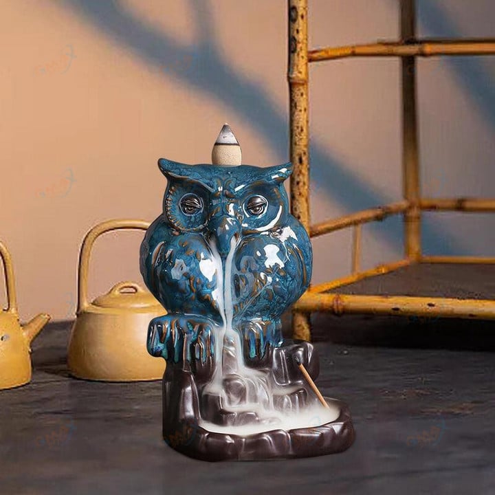 Owl Backflow Incense Holder Handmade Incense Waterfall Burner Censer For Home Decoration Aromatherapy Ornament