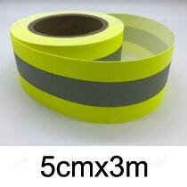 Fluorescent Yellow Flame Fire Retardant Reflective Fabric Warning Tape Sew On Clothes