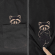 Middle hand Pocket Raccoon T-shirt Men's for Women Shirts
