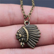 Indian Chief Head Pendant Necklace Jewelry For Women