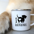 I Love Dachshunds Dog Enamel Coffee Mugs