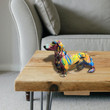 Creative Graffiti Sausage Dog Figurine Colorful Dachshund Dog Statue Decoration