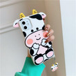 Cute 3D milk cow with pendant Phone cover For iPhone 12Mini 12 11 Pro Max