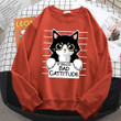 Autumn Winter Women's Pullover Bad Cattitude Funny Cat Print Hoodie
