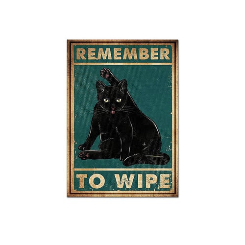 Mental Black Cat Vintage Poster Funny Bathroom Canvas Painting Home Decor