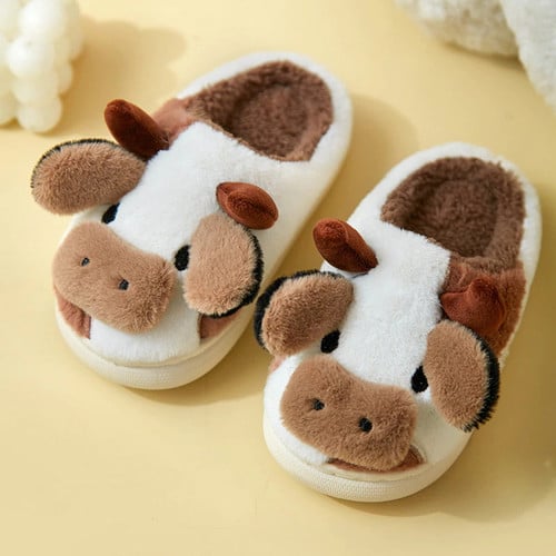 Soft Cute Cow Cotton Slippers