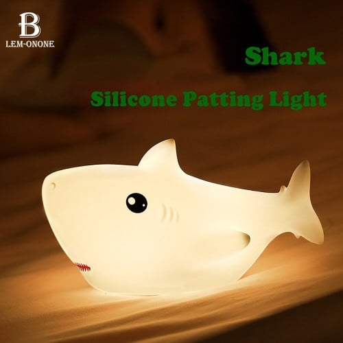 Cute Cartoon Shark Shape Silicone Patting Light Bedside Decor