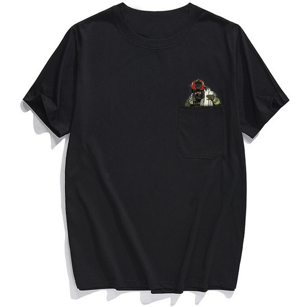 firefighter printed t-shirt men for women shirts Hip hop tops black cotton tees