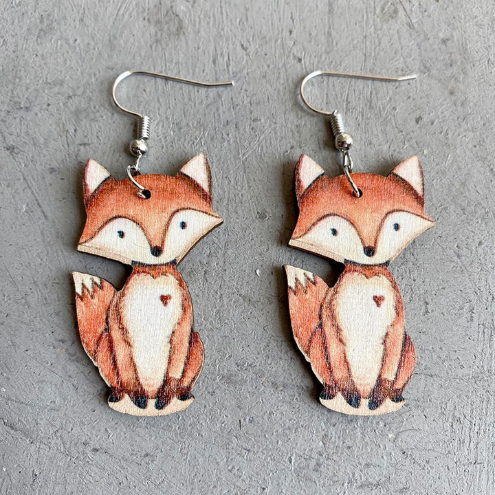 Cute Wooden Raccoon Drop Earrings for Women Whimsical Woodland Animal Statement Earrings
