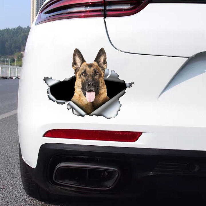 3D Decal Pet Dog German Shepherd Car Sticker Waterproof Auto Decors on Bumper Rear Window Trolly Case