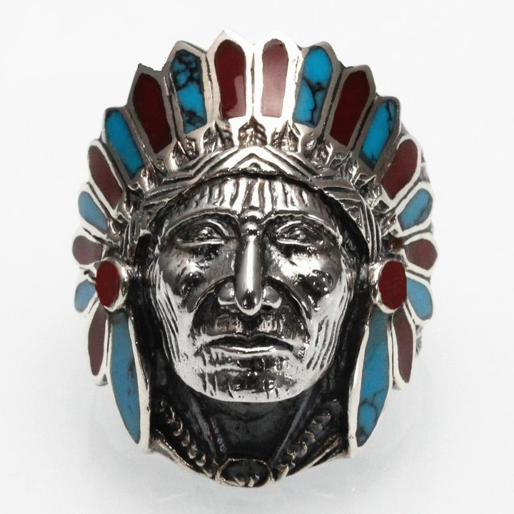Finger Ring Indian chief Anillos Indian Jewelry