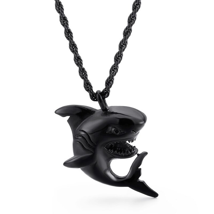 Stainless Steel Shark Pendant Necklace