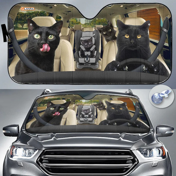 Black Cat Car Sunshade,