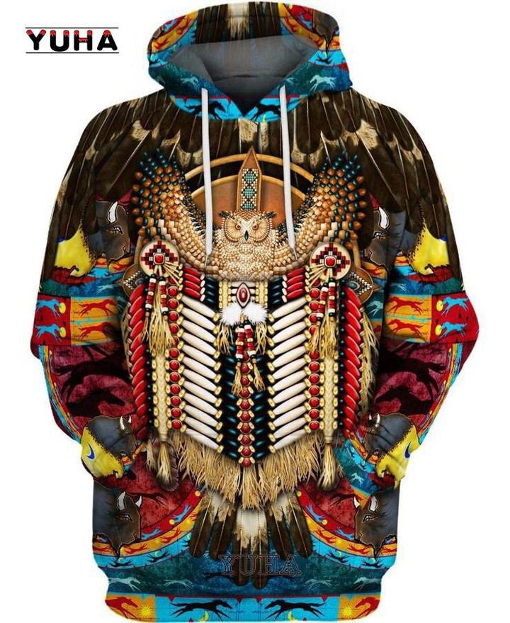 Native Wolf 3D All Over Printed Men Hoodie