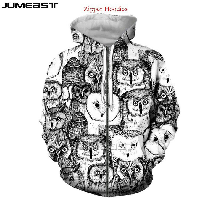 Owl Jacket Pullover Fashion Spring Zipper Hoodies