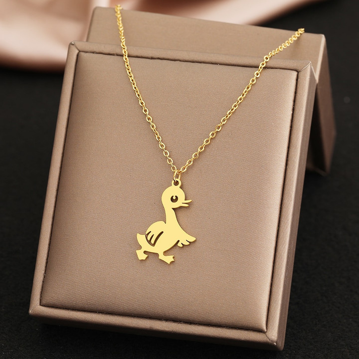 Stainless Steel Necklaces Anime Cartoon Lovely Duck Cute Pendants Chains Choker Fashion Necklace
