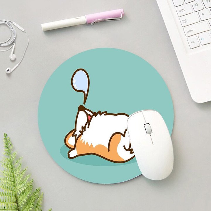 Corgi Lovely Animal Kids Customized laptop Gaming round mouse pad