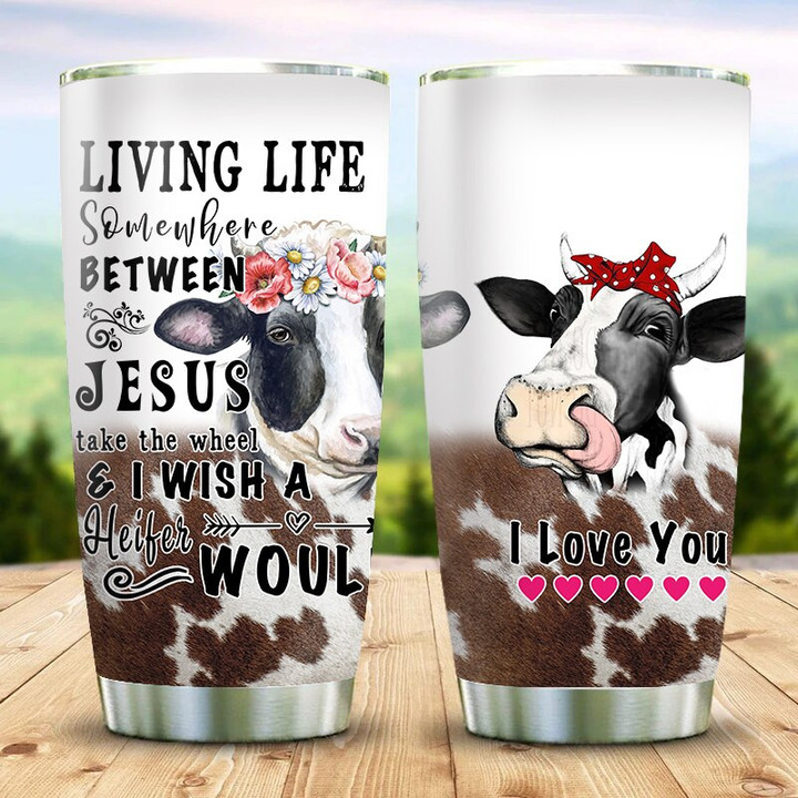 Thermos Mug Stainless Steel Cow Pattern Water Bottle