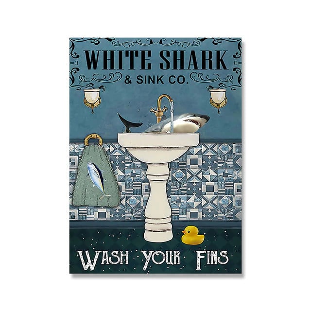 Shark Bathroom Posters and Prints