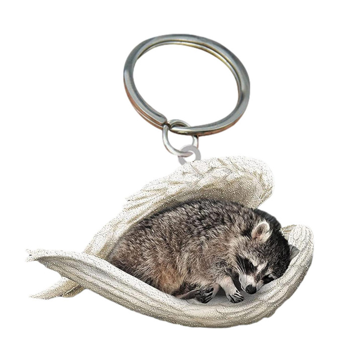 Raccoon Sleeping Angel Acrylic Key chain