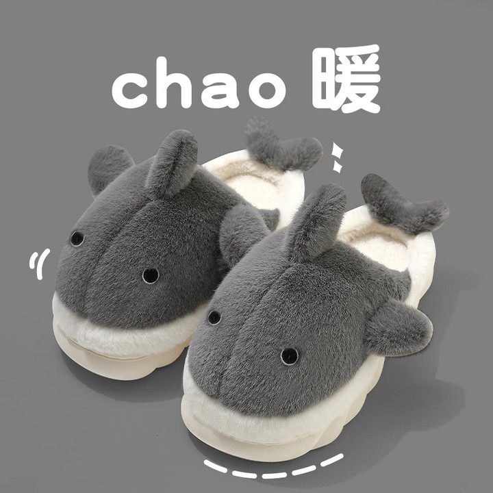 Funny Animal Shark Cotton Slippers Women's Thick Soles Home Slipper