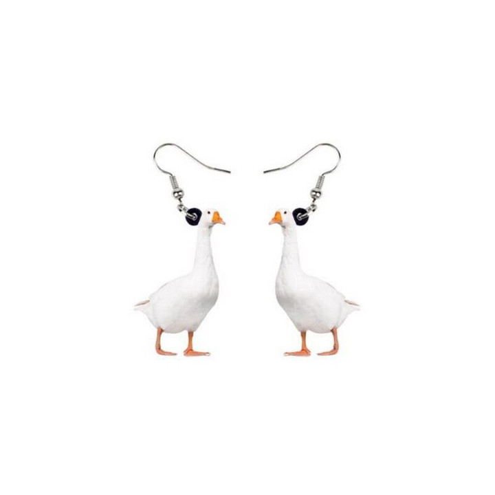 Duck Earrings Drop Dangle Clip Farm Animal Pet Jewelry Girls Gift