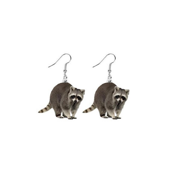 Raccoon Earrings Drop Dangle Clip Farm Animal Pet Jewelry Girls Gift
