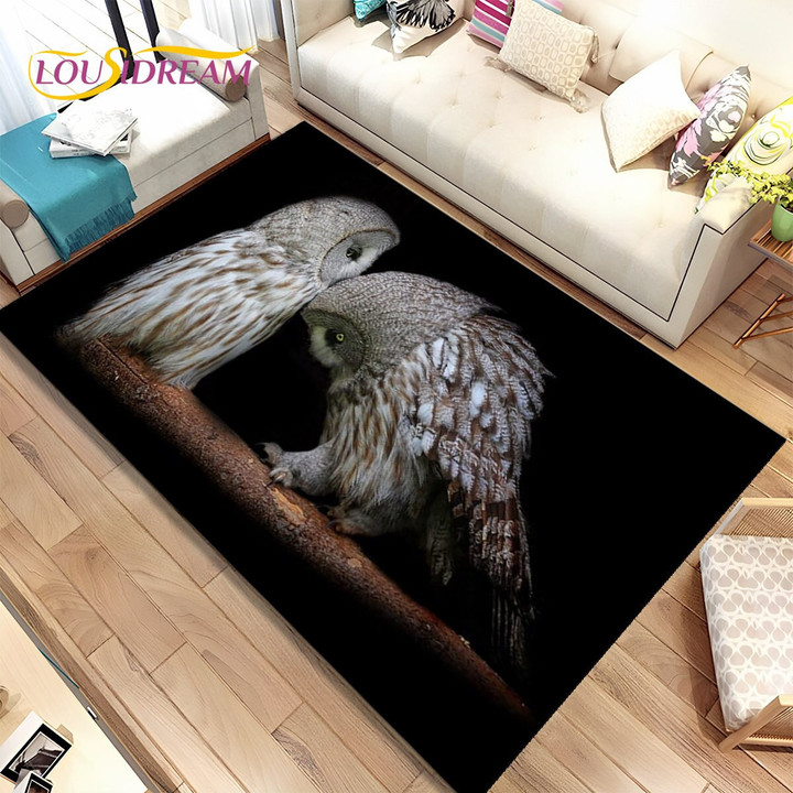 Cute Owl 3D Cartoon Area Rug,Carpet Rug for Home Living Room Children Bedroom Sofa Doormat Decor,kids play Non-slip Floor Mat