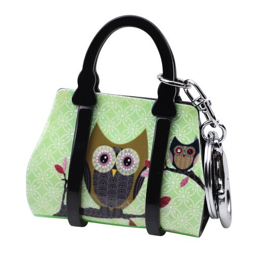 Handbag Shape Owl Bird Pattern Key Chain Key Ring